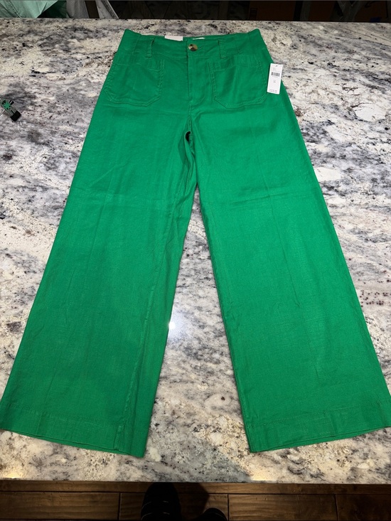 Anthropologie Pants - Anthropologie Maeve Colette Green Cropped Wide-Leg Pants